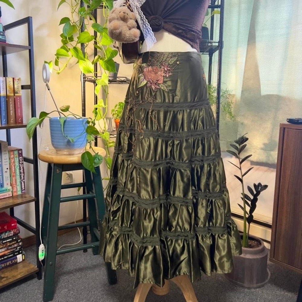 Sugarlips Olive Green Maxi Skirt